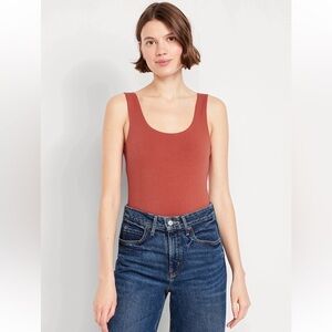 NWT Old Navy Double -Layer Scoop-Neck Bodysuit in Gingerspice Size Small
